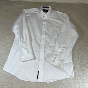 Stafford Men's 16.5 33 White Oxford Wrinkle Free Button Down Shirt Long Sleeve